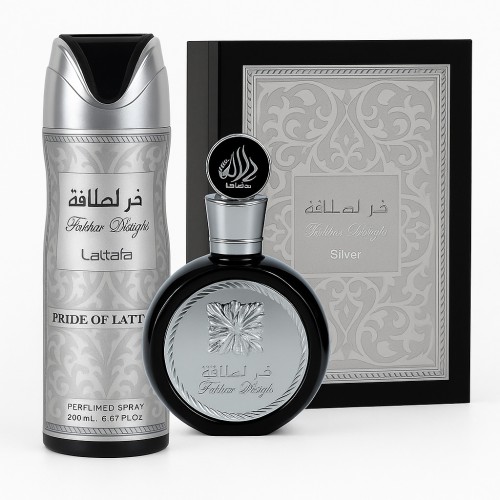 Lattafa Fakhar Silver men EDP 100 ml + Body Spray 100 ml
